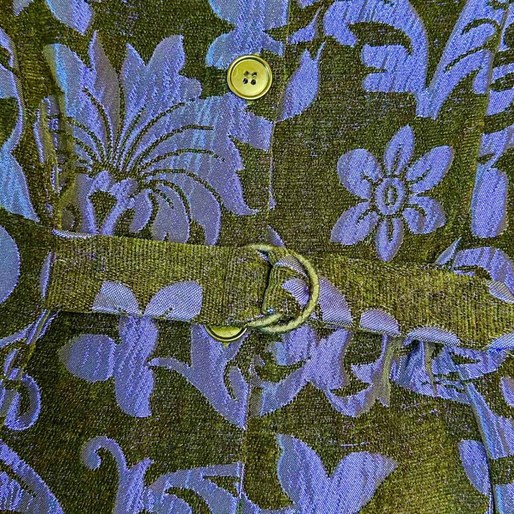 Vintage 90s Gail Morgado Womens Blue Black Floral Damask Brocade Blazer size L - Picture 6 of 9